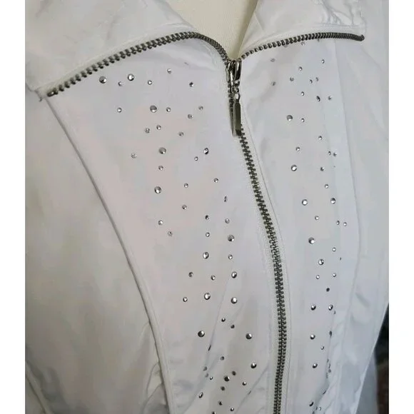 Laura Ashley Regatta Jacket Embellished White Full Zip Womens Sz. Med. MSRP $114 - Picture 4 of 16